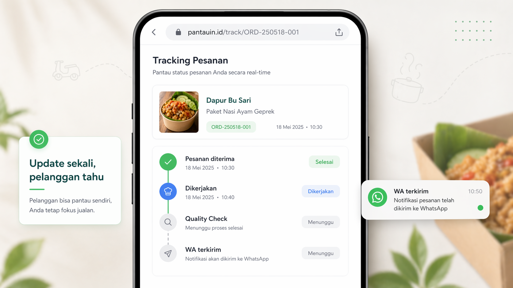 Preview: halaman tracking pesanan